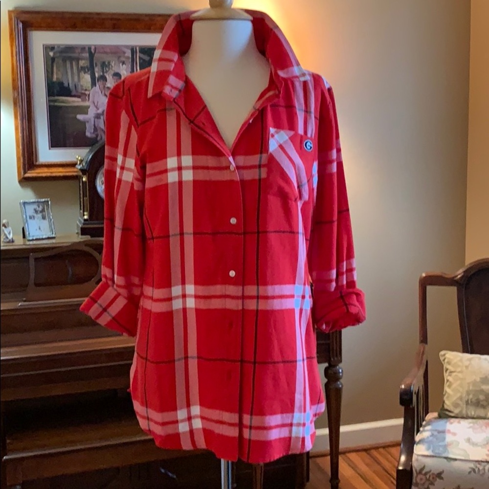 UGA University of Georgia black & red button down
